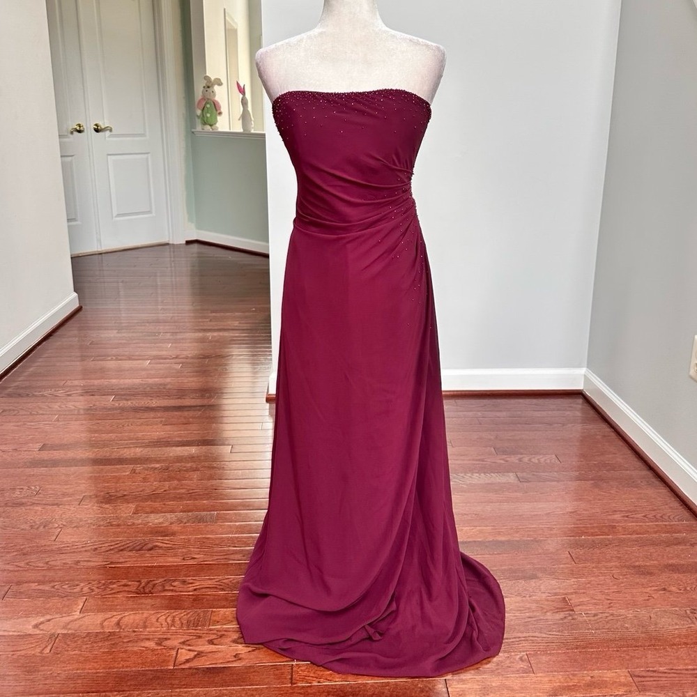 David's Bridal Strapless Embellished Beaded Top Elegant Gown Dress Size 10